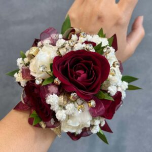 White Rose and Dark Red Rose Corsage Only